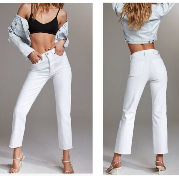 Aritzia  Denim Forum The Arlo High Rise Straigh Jeans in White 28L Size 25 - Picture 1 of 12